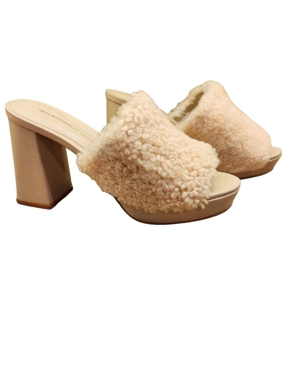Intentionally Blank Tian Faux Shearling Slide Sandal, Size 8,  New With Box